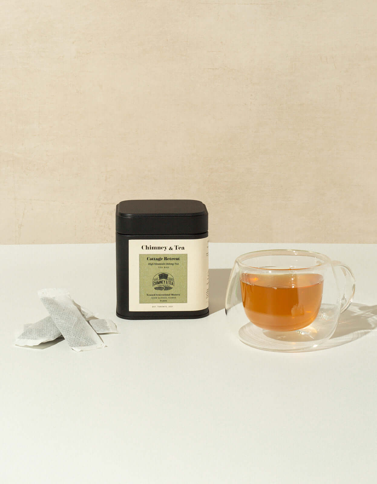 Cottage Retreat High Mountain Oolong Tea Sachets – 30 cotton tea bags, Taiwan Alishan oolong tea